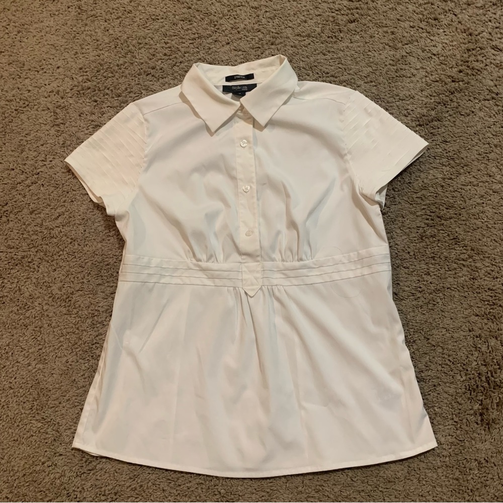 Style & Co Petite White Blouse 10P